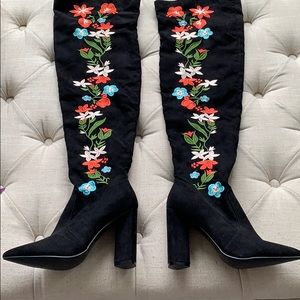 Black embellished over the knee boots